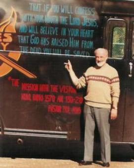 Pastor Paul S Arnopoulos with the original 'Bread Bus'.