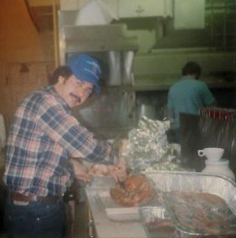 Rob Armajani church member volunteers in the kitchen for the Thanksgiving Dinner that served hundreds.